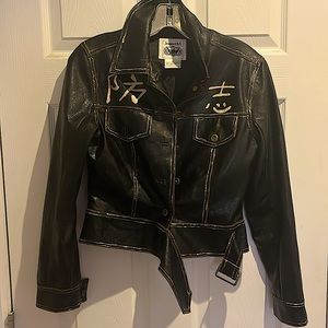 Faux leather cropped moto jacket